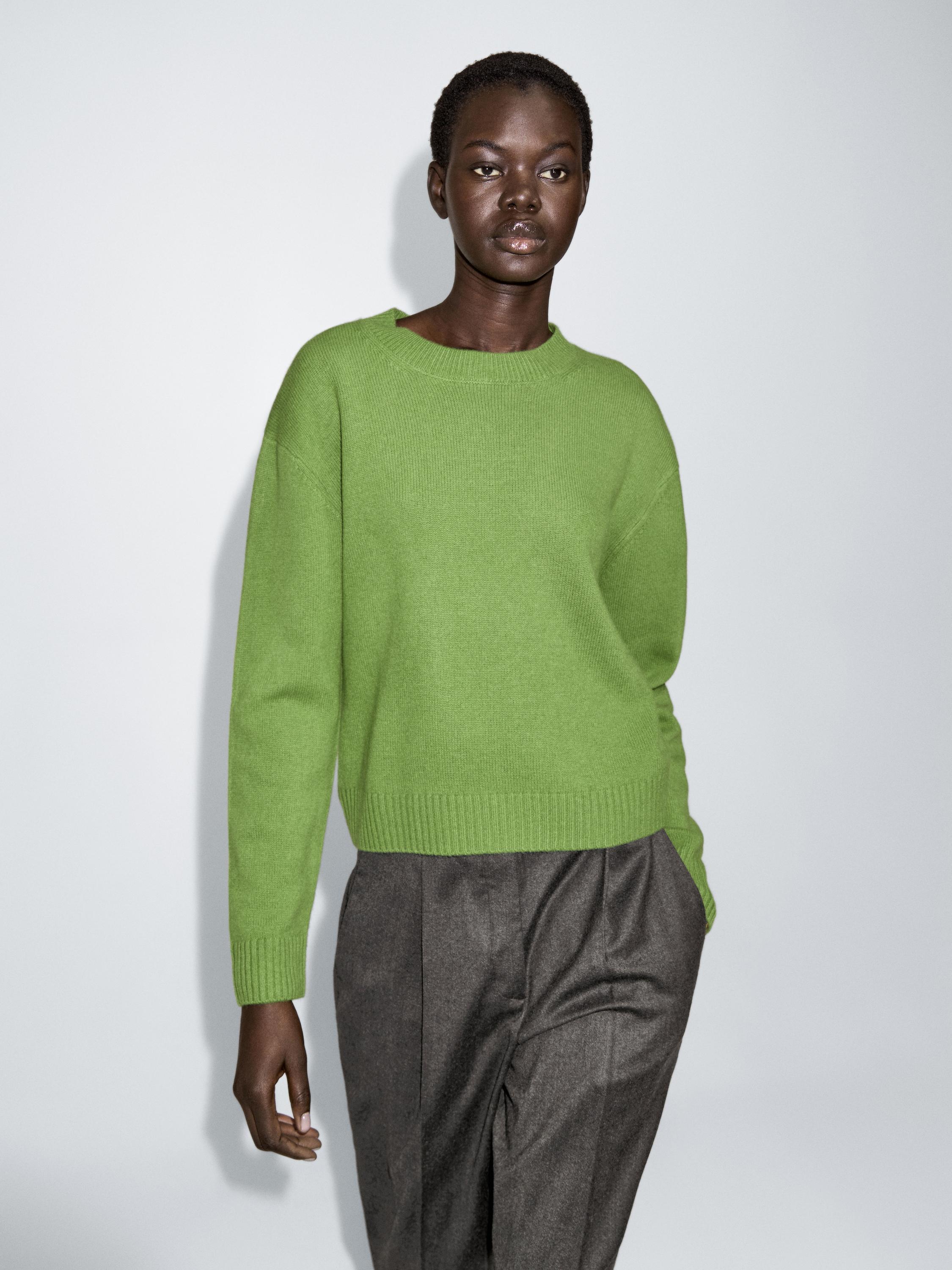 Wool blend crew neck sweater